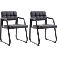 CLP Canada B Set van 2 eetkamerstoelen - met armleuning - Zwart Frame - Kunstleer - zwart