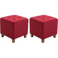 CLP Pharao Set van 2 hockers - Kruk - Vierkant - antiek-licht - rood
