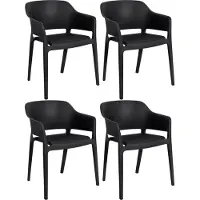 CLP Puebla Set van 4 tuinstoelen - Stapelbaar - Weerbestendig - Kunststof - zwart