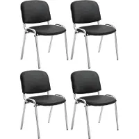 CLP Ken Set van 4 stoelen - Met Chroom - Kunstleer zwart