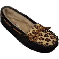 Minnetonka -MOCASSIN-BLACK-LEOPAR-MOCASSIN-BLACK-LEOPARD NOSE-40D NOSE-40