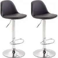 CLP Kiel Set van 2 barkrukken - Kunstleer zwart chroom