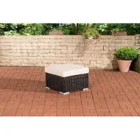 CLP Polyrattan hocker Bilbao / Madeira zwart gebroken wit