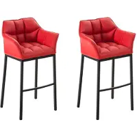 CLP Damaso - Barkruk - Set van 2 - Kunstleer rood zwart