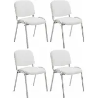 CLP Ken Set van 4 stoelen - Met Chroom - Kunstleer wit