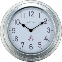 Nextime Poppy – Buitenwandklok – 22 cm – Metaal – Gegalvaniseerd Zilver – Weerbestendig