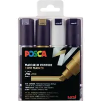 Posca stiften set 8K wit/zwart/goud/zilver