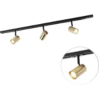 QAZQA Smart railsysteem zwart met goud 1-fase 3-lichts incl. Wifi GU10 - Iconic Jeana