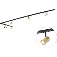 QAZQA Smart railsysteem zwart met goud 1-fase 5-lichts incl. Wifi GU10 - Iconic Jeana
