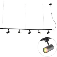 QAZQA Smart hangend railsysteem zwart 1-fase incl. 5 Wifi GU10 - Iconic Jeana