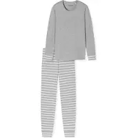 Schiesser Pyjama ' Casual Essentials ' grijs gemêleerd / wit