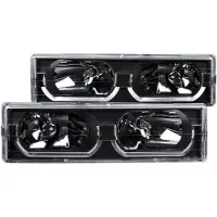 Anzo 1988-1998 Chevrolet C1500 Crystal Headlights Black w/ Low - Brow