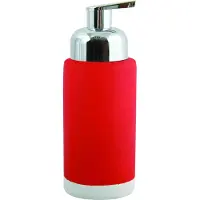Spirella MSV Zeeppompje/dispenser Enzo - keramiek - rood - 6.5 x 18 cm - 275 ml - Zeeppompjes
