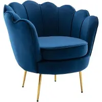 Vente-unique Fauteuil van fluweel DANDELION - Donkerblauw
