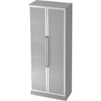 Hjh OFFICE PRO SIGNA G 7100G CE - Grijs/Zilver Hoogte van de map | 5 OH Kast met matglazen deuren Chrome metaal handgreep