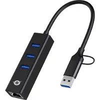 Conceptronic Donn07ba Usb-c 3.1 Naar Rj45/usb-a 3.0 Adapter