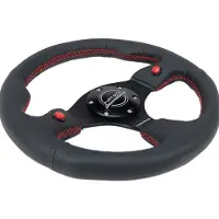 Nrg Reinforced Steering Wheel (320mm) Blk Leather w/Dual Buttons