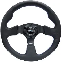 Nrg Reinforced Steering Wheel (320mm) Black Leather w/Blue Stitching