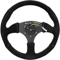 Nrg Reinforced Steering Wheel (350mm / 2.5in. Deep) Blk Suede Comfort Grip w/5mm Matte Blk Spokes