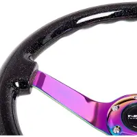 Nrg Reinforced Steering Wheel (350mm / 3in. Deep) Classic Blk Sparkle w/4mm Neochrome 3-Spoke Center