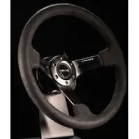 Nrg Reinforced Steering Wheel (350mm / 3in. Deep) Black Leather w/ Alcantara Stitching