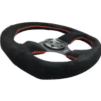 Nrg Reinforced Steering Wheel (320mm Horizontal / 330mm Vertical) Suede w/Red Stitch