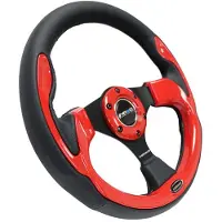 Nrg Reinforced Steering Wheel (320mm) Blk w/Red Trim & 5mm 3-Spoke