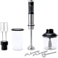 Zeegma Stabmixer 1500W, RVS, set van 7-in-1: mixer, mixstok, staafmixer, garde, en mengkom