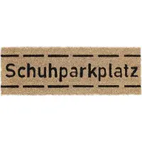 Relaxdays deurmat kokos - met tekst schuhparkplatz - 75 x 25 cm - smal - antislip - weerbestendig