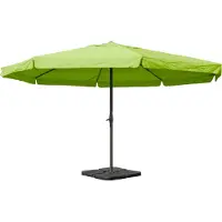 Mendler Parasol Meran Pro, horeca marktparasol met vouw Ø 5m polyester/aluminium 28kg ~ groen met standaard