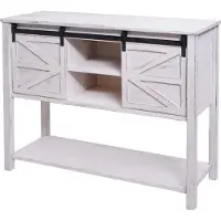 MCW Ladekast -D57, schuifdeur dressoir kast, shabby-look vintage 81x102x34cm ~ wit