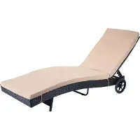 MCW Ligstoel -D80, tuinligstoel Relax ligstoel, poly rotan ~ antraciet, beige kussens