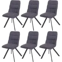 MCW Set van 6 eetkamerstoelen -J69, keukenstoel, draaibare autostoel, fluweel ~ antraciet