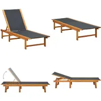 vidaXL Ligbed massief acaciahout en textileen - Lounger - Loungers - Houten Lounger - Houten Loungers