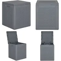 vidaXL Tuinbox Grijs, PP-rattan, 90 liter - Tuinkist - Tuinkisten - Tuinbox - Opbergbox