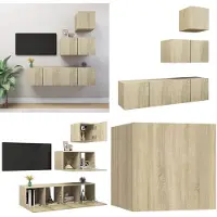 vidaXL 4-delige Tv-meubelset bewerkt hout sonoma eikenkleurig - Tv-kastenset - Tv-kastensets - Tv-kasten - Tv-meubelset