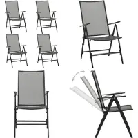 vidaXL Klapstoelen mesh 4 st staal antraciet - Klapstoel - Klapstoelen - Mesh Stoel - Mesh Stoelen