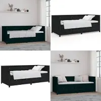 vidaXL Dagbed, zwart, 90x200 cm, massief grenenhout - Bedden & bedframes