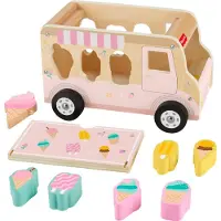 Fisher-Price Houten peuterspeelgoed IJscowagen Vormsorteerderset 9 houten stukken voor ontwikkelingsspel Kinderen vanaf 18+ maanden