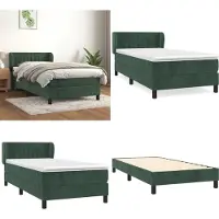 vidaXL Boxspring met matras fluweel donkergroen 90x190 cm