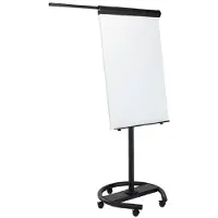 BI-Office Volledig in hoogte verstelbare flipover, eenvoudig om te zetten naar een tafel Mobiele flipchart Vrijstaand Staal 70 (B) x 105,6 (H) cm Zwart