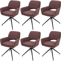 Mendler Set van 6 eetkamerstoelen -N74, keukenstoel, draaibaar met Auto-Return, bouclé-stof (540 g/m²) ~ lichtbruin