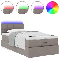 vidaXL Ottoman bed met matras en LED's 80x200cm stof taupe