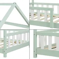 En.casa Kinderbed Hesel huisbed met matras en uitvalbeveiliging 90x200 cm mint [] [neu.haus]