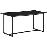 Wohnling Eettafel 160x80x76 cm, keukentafel, zwart, met marmerlook, moderne eettafel, grote eetkamer, rechthoekige tafel, eettafel met metalen poten