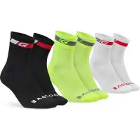 Gripgrab - Tricolore Regular Cut 3PACK Zomer Fietssokken Coolmax Wielersport Sokken - Zwart/Wit/Geel Hi-Vis - Unisex - Maat M (41-44)