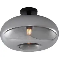 QAZQA Art Deco Plafondlamp Zwart met Smoke Glas 40cm - Busa