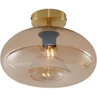 QAZQA Art Deco Plafondlamp Messing met Amber Glas - Busa
