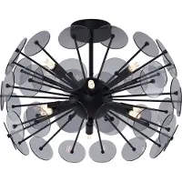 QAZQA Art Deco Plafondlamp Zwart met Smoke Glas - Atomic