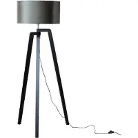 QAZQA Vloerlamp zwart met velours kap groen 50cm - Puros